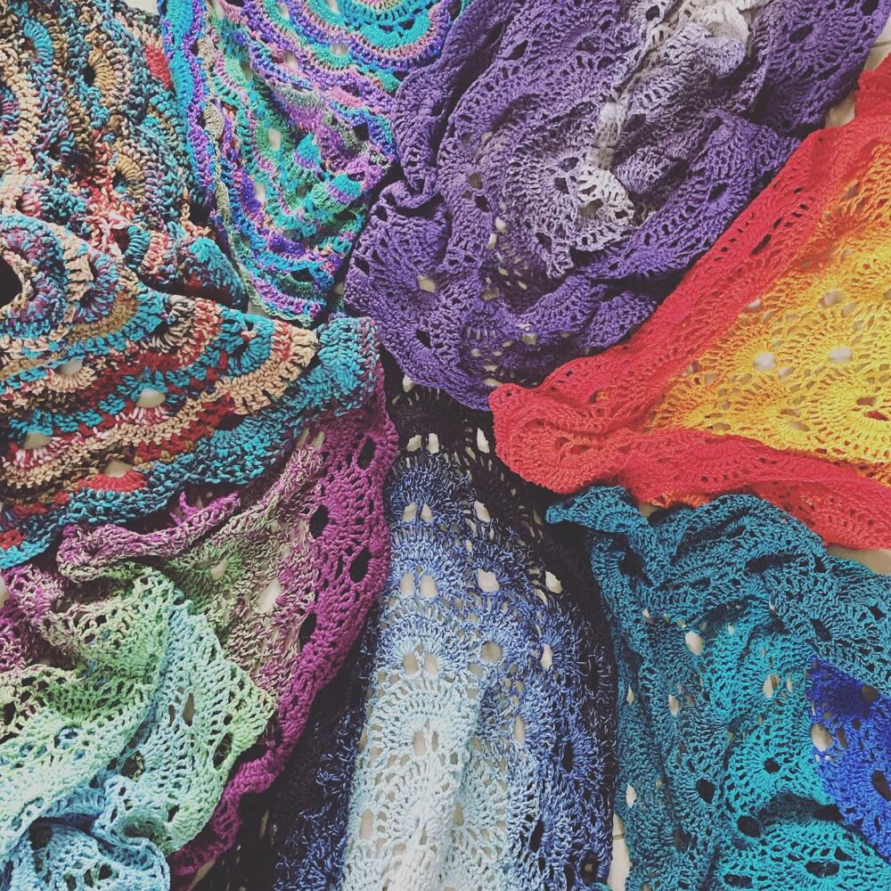 Crochet shawl scarf Blue