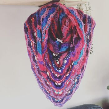 Crochet shawl/scarf  Purple tones for Louise