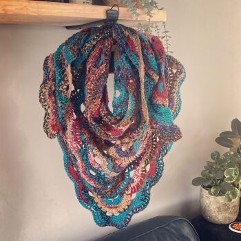 Crochet shawl/scarf  Jewel tones for Jayne