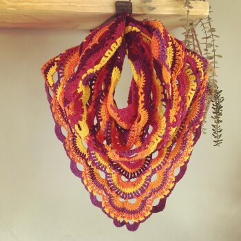 Crochet shawl/scarf Autumnal tones