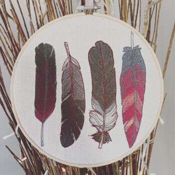 Embroidered feathers  wall art