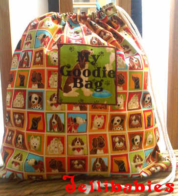 Personalised dog fabric toy laundry book bag