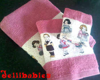 Vintage paper dolls  new baby towel gift set