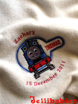 Personalised Thomas the tank engine cot blanket