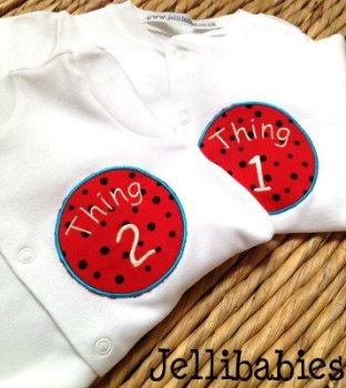 Twins Dr Seuss Thing one and Thing Two new baby gift set