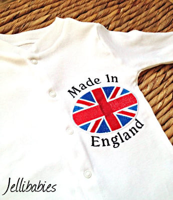 Made in England baby grow sleepsuit