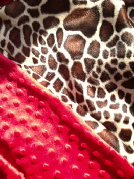 Giraffe  print fur fabric and minkee fleece baby travel blanket