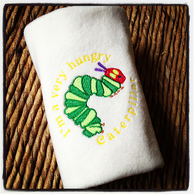 The very hungry caterpillar embroidered personalised baby cot blanket
