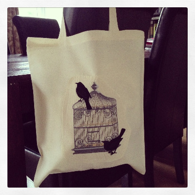 Adult canvas tote & Jute shopping bags  Vintage Birdcage