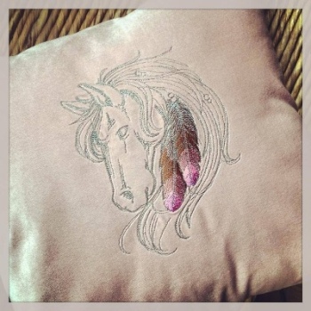 Personalised Embroidered horse head cushion with fill