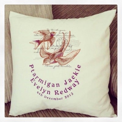  Embroidered swallows   cushion cover