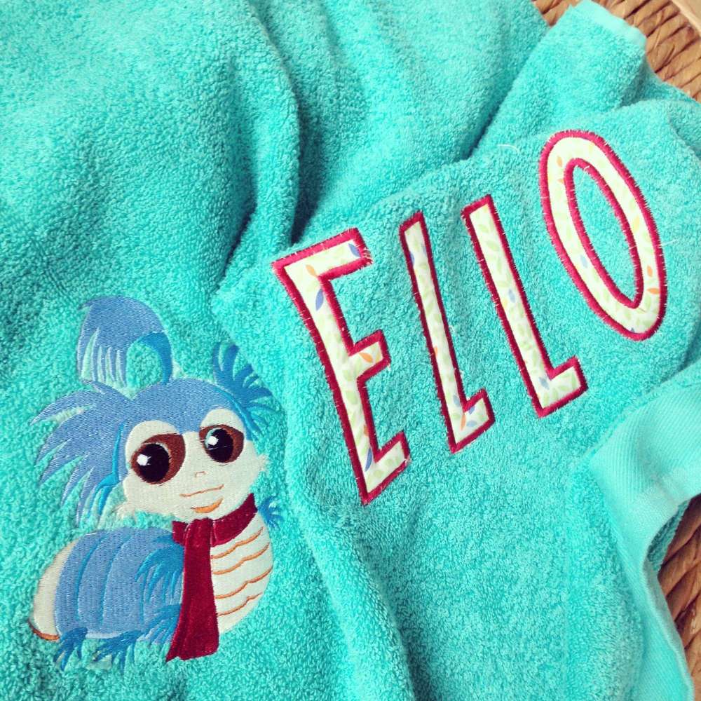 Personalised Labyrinth worm baby towel 
