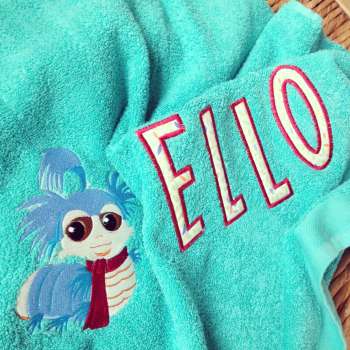 Personalised Labyrinth worm baby towel 