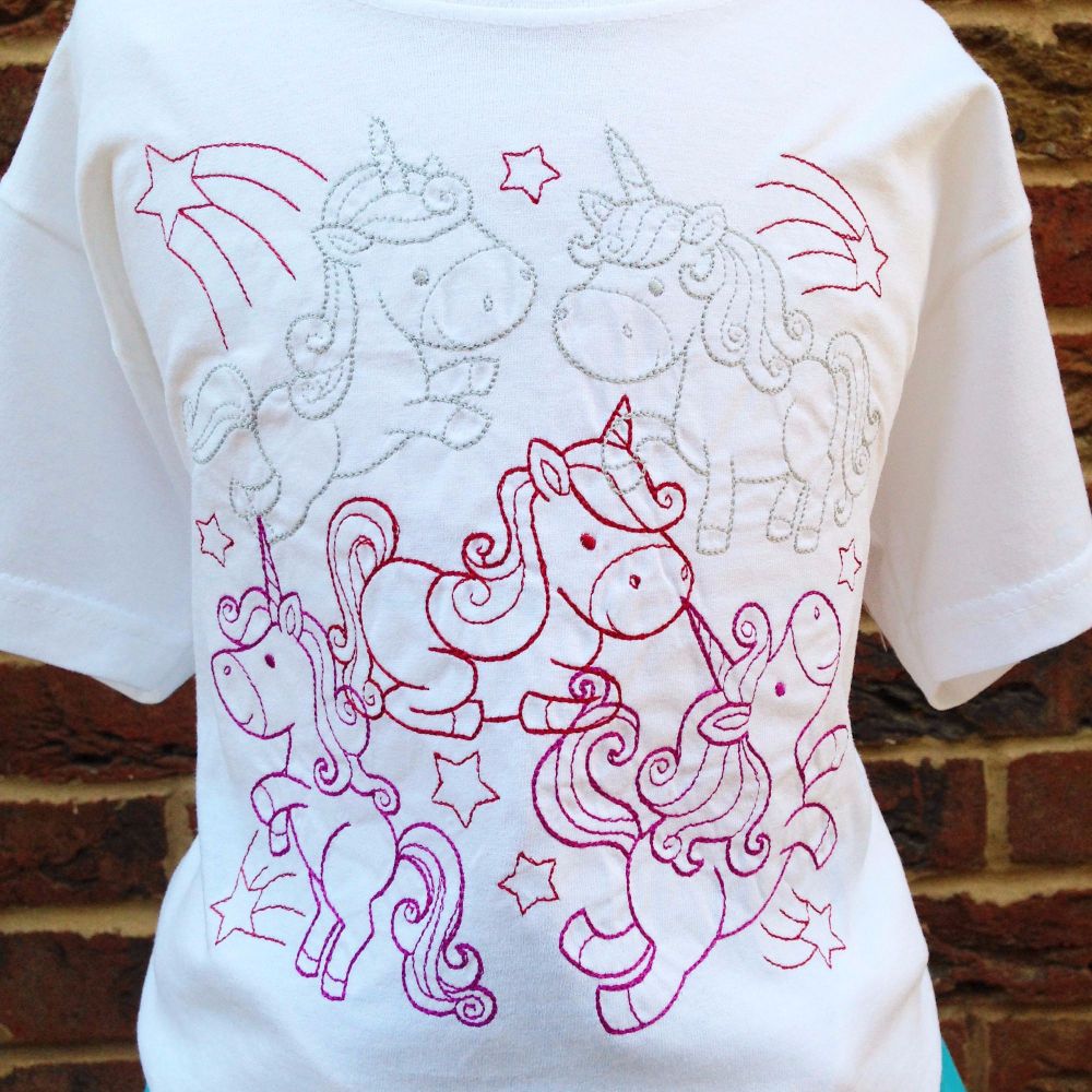 Unicorn collage embroidered  children's T shirt