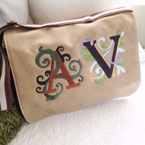 Monogrammed adult messenger bag