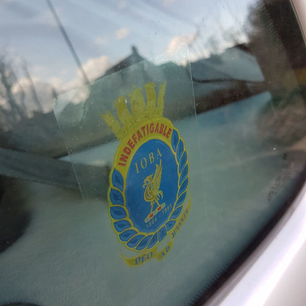 Badge Indefatigable Old Boys Association car window sticker