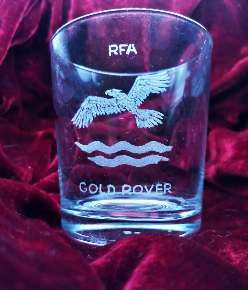 B. Royal Feet Auxiliary ships badge on discontinued mixer glass RFA Gold Ro