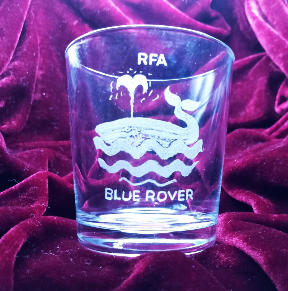 B. Royal Feet Auxiliary ships badge on discontinued mixer glass RFA Blue Ro