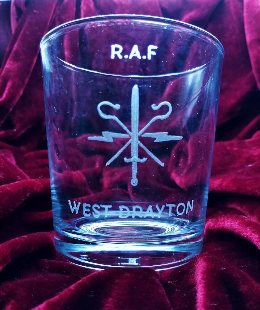 D. Royal Air Force badges on discontinued mixer glass RAF West Drayton