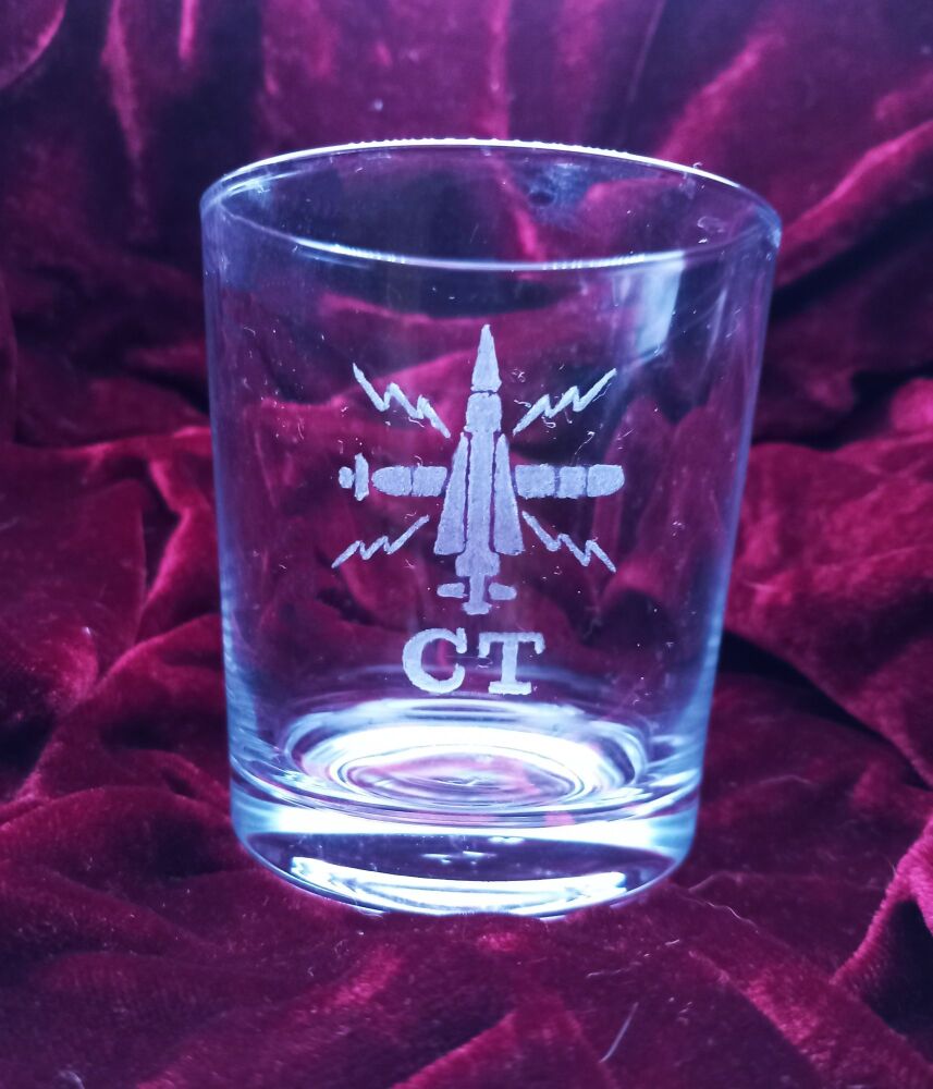 A. Royal Navy Trade badge CT on discontinued mixer glass