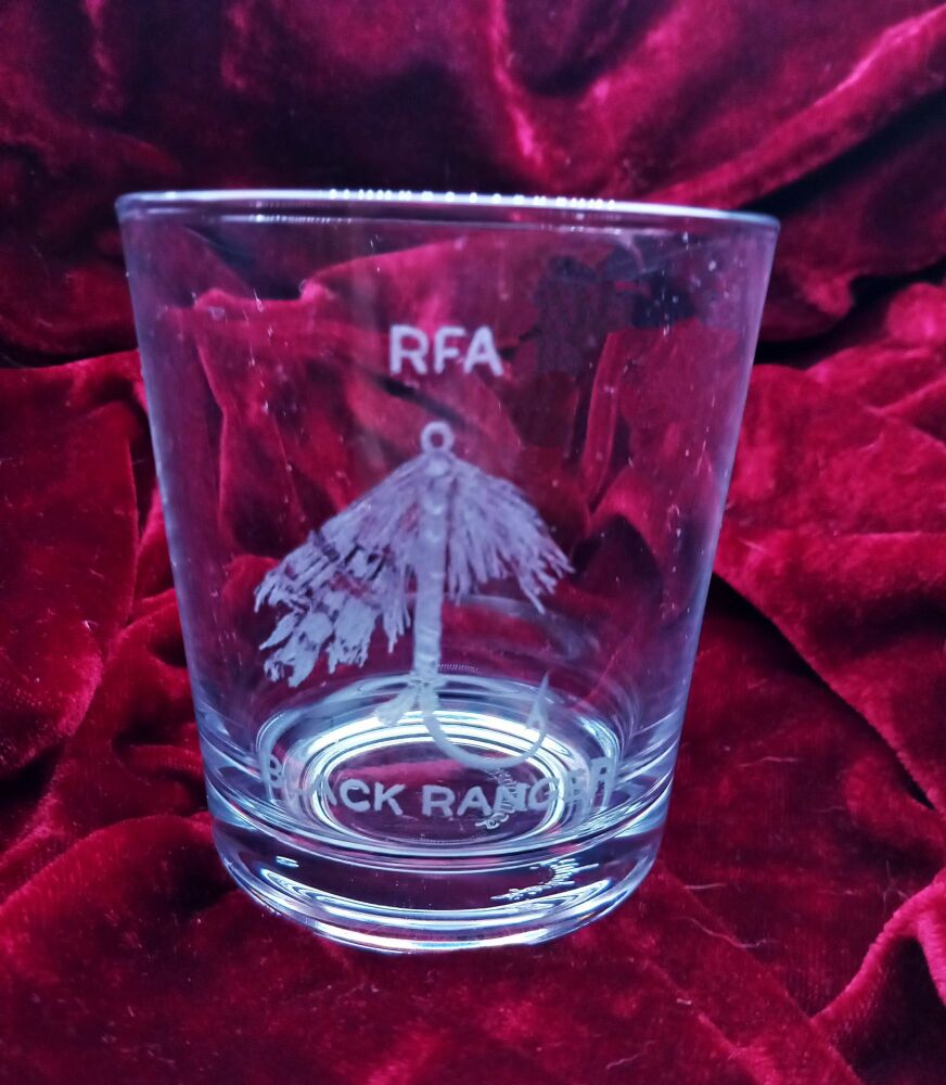 B. Royal Feet Auxiliary ships badge on discontinued mixer glass RFA Black R