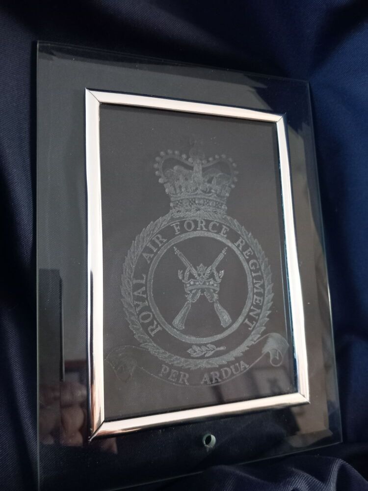 D. Royal Air Force badges on discontinued glass plaque RAF Regiment