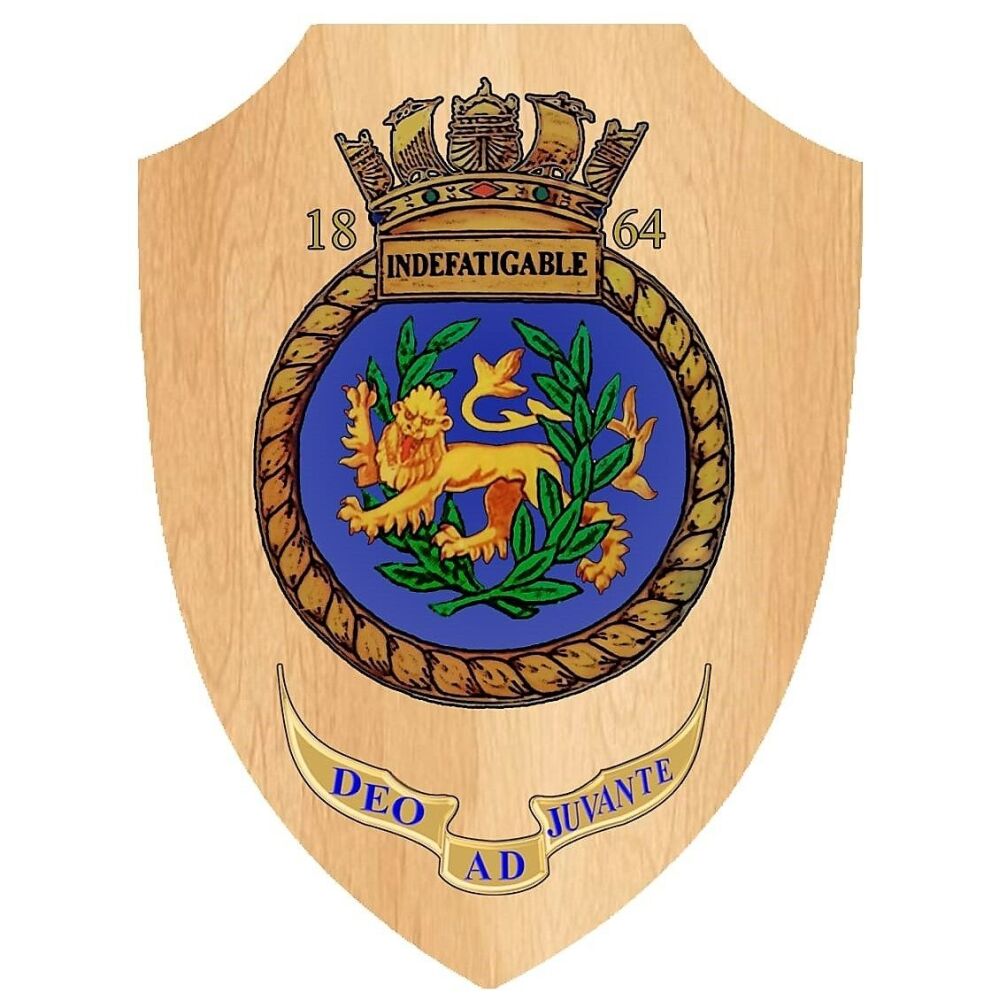 Indefatigable 1864 plaque Pine effect POSTED NATIONALLY UK