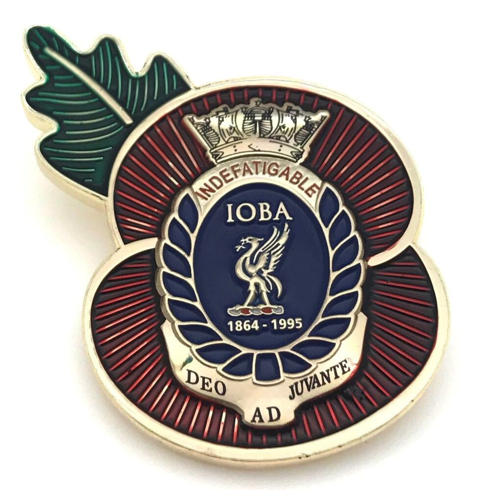 Indefatigable OBA poppy badge POSTED NATIONALLY UK