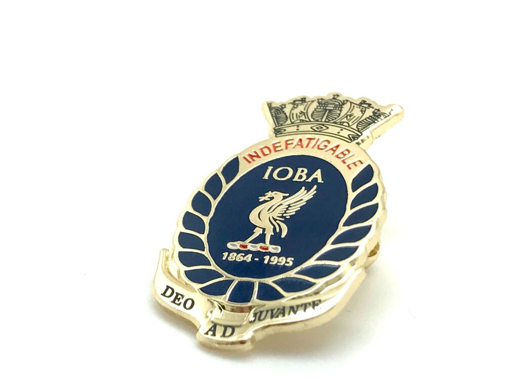 Badge Indefatigable OBA lapel badge POSTED NATIONALLY UK