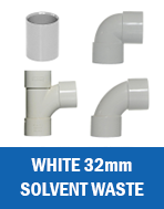 White Aquaflow Solvent Waste 32mm