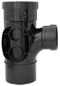 Aquaflow 160mm x 110mm Branch 90 Double Socket Pushfit Black