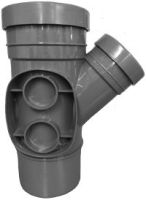 Aquaflow 160mm x 110mm Branch 45' Double Socket Pushfit Grey