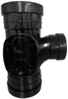 Aquaflow 160mm x 110mm Branch 90 Triple Socket Pushfit Black