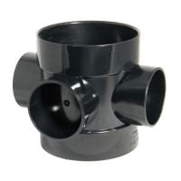 Black 110mm Push Fit Bossed Pipe Connector