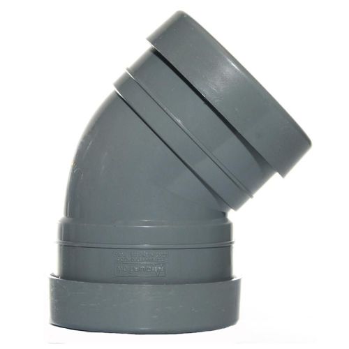 Grey 110mm Push Fit 135 Degree Double Socket Bend