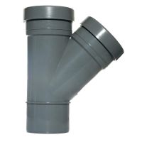 Aquaflow Grey 110mm Push Fit 135 Degree Double Socket/Spigot Branch
