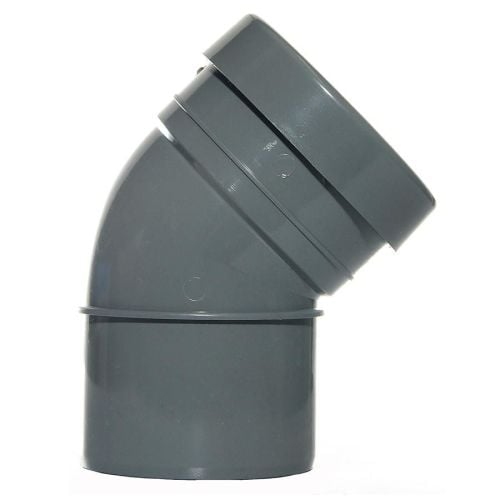 Grey 110mm Push Fit 135 Degree Single Socket/Spigot Bend