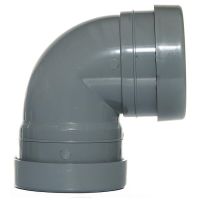 Grey 110mm Push Fit 90 Knuckle Bend Double Socket