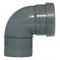 Aquaflow Grey 110mm Push Fit 90 Knuckle Bend Single Socket