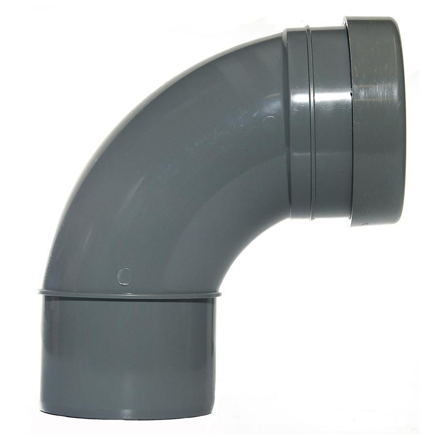 Aquaflow Grey 110mm Push Fit 92 Degree Single Socket/Spigot Bend