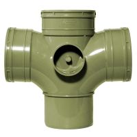 Olive Grey 110mm Solvent Double Socket Branch 50mm Boss