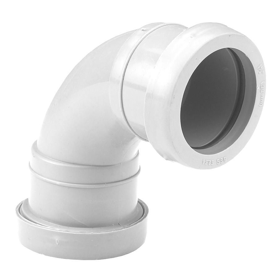 White 40mm Push Fit Waste 92 Bend PDC