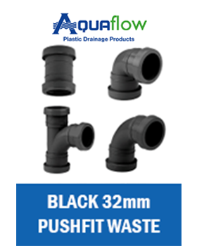 32mm Black Pushfit Waste Aquaflow