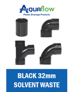 Black Solvent Waste 32mm Aquaflow