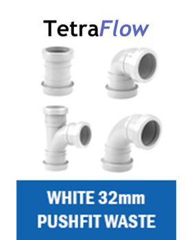 32mm White Push Fit Waste Tetraflow
