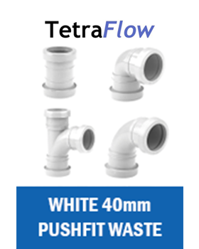 40mm White Push Fit Waste Tetraflow