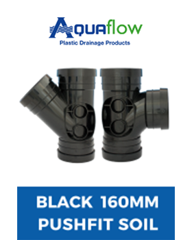 1A Pushfit Soil Black Range 160mm Aquaflow