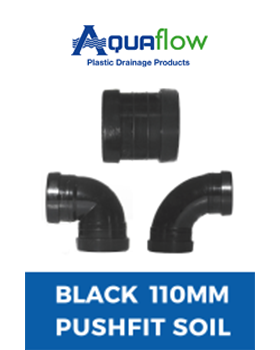 1B Pushfit Soil Black Range 110mm Aquaflow