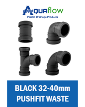 1D Pushfit Waste Range Black Aquaflow