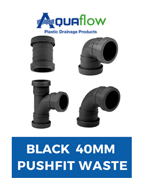 40mm Black Pushfit Waste Aquaflow